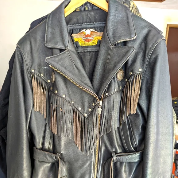 ジャケット・アウター vintage HARLEYDAVIDSON fringe design Vintage Harley Davidson Leather Motorcycle Jacket from 1989